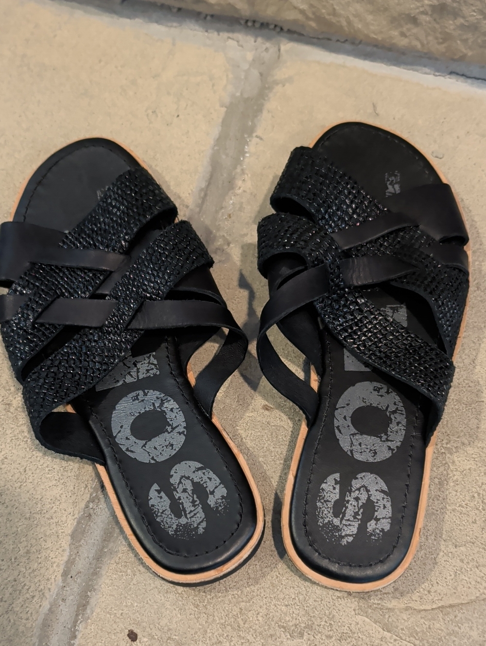 Sorel Black Ella Strappy Slide Sandals